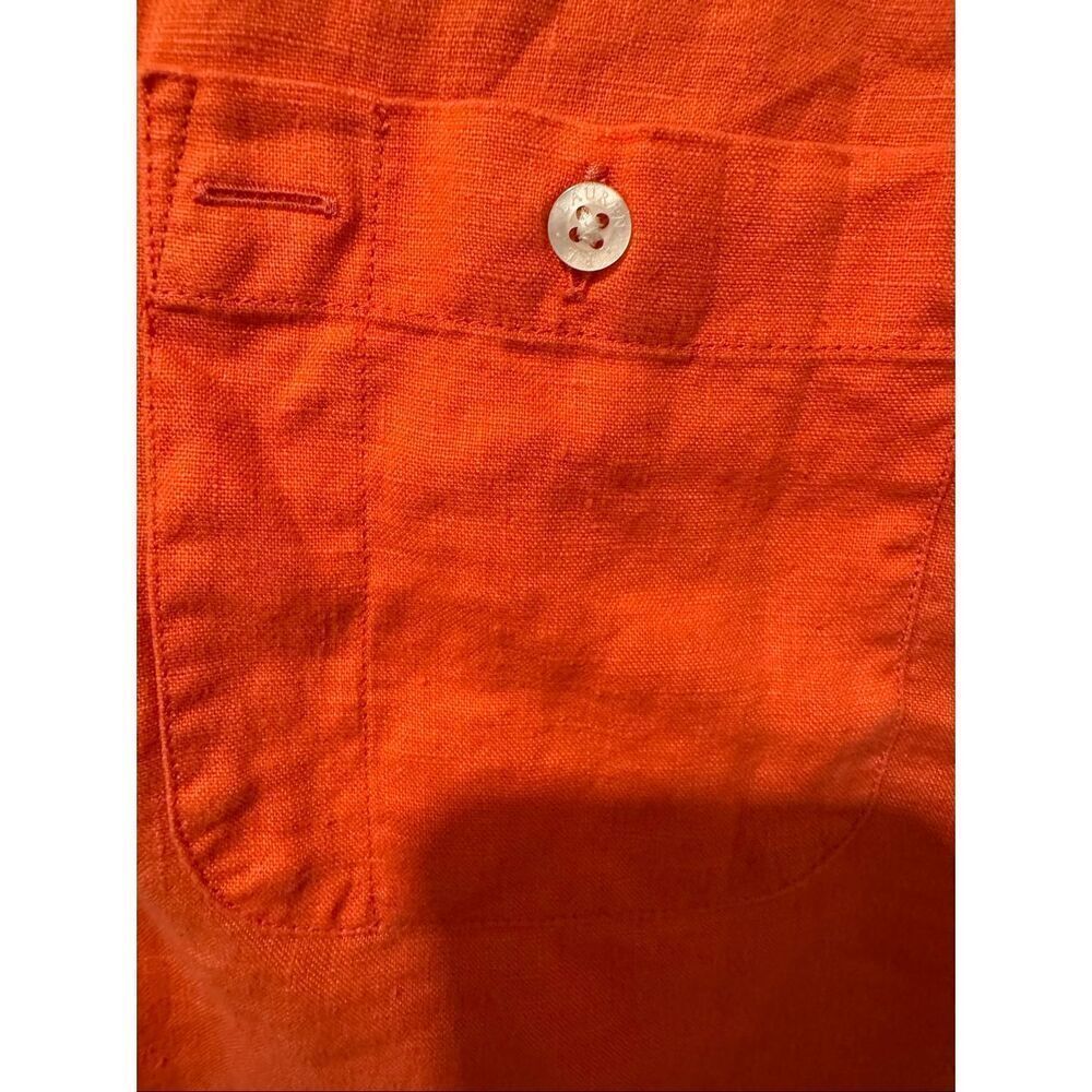 Lauren Ralph Lauren 100% linen orange petite medium blouse Linen with two pocket - Picture 4 of 4